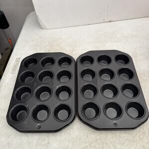 Ekco~Two Sets of 12 Cavity Small Muffin/ Cake Pans Made In USA Vintage